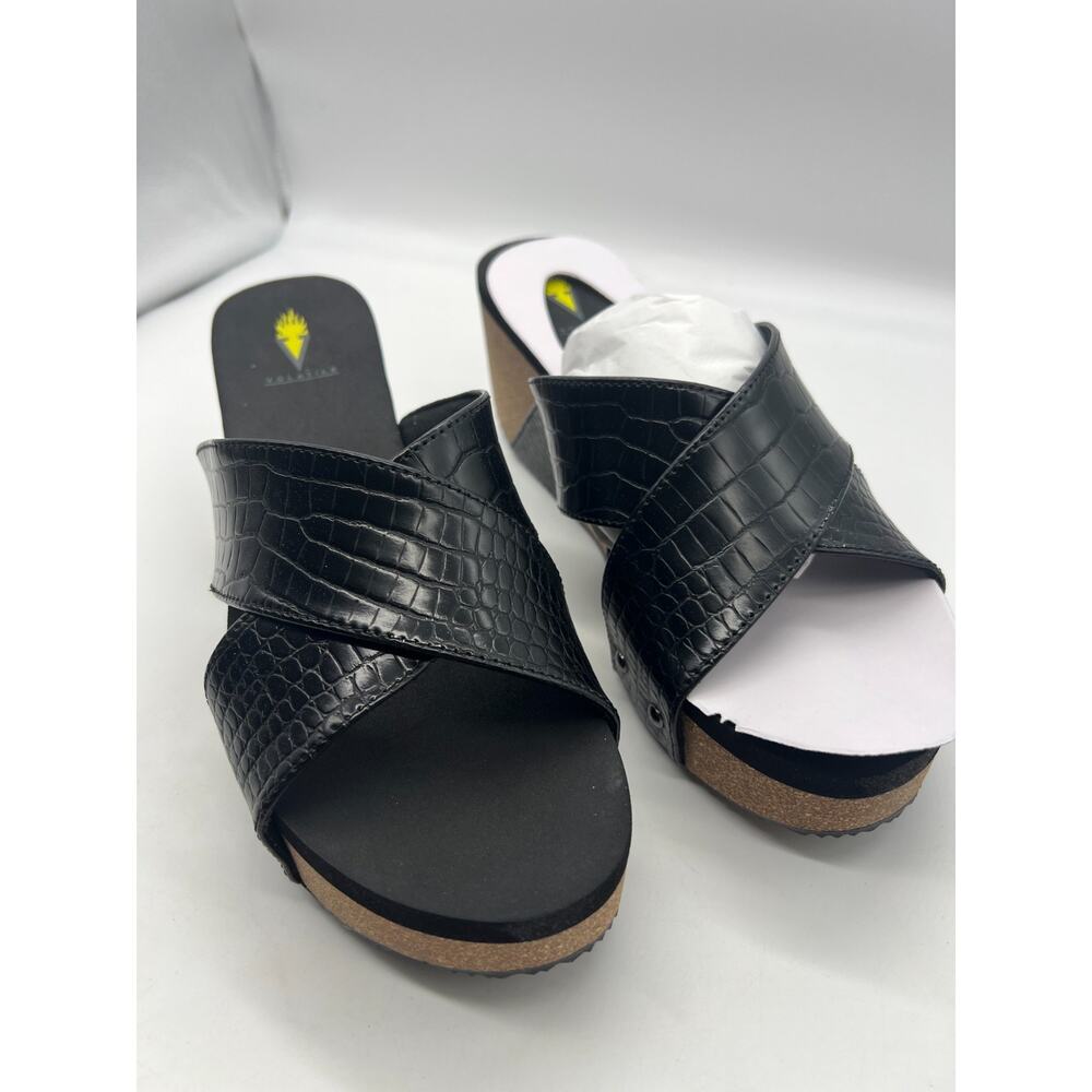 Volatile Riverside Platform Wedge Sandals Y2K Streetwear Black Faux Leather 11 - Picture 2 of 8